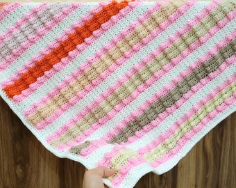 Crochet colorful baby blanket pattern. English pdf.