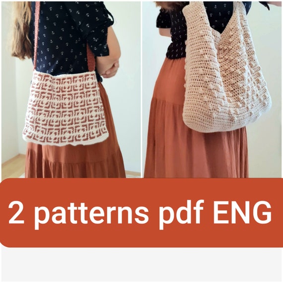 Set of 2 Crochet Bag Patterns. Crochet Boho Style Bundle Bags Etsy