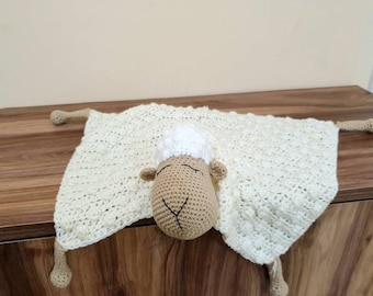 Crochet sheep security blanket pattern , lovely blanket pattern, Eng
