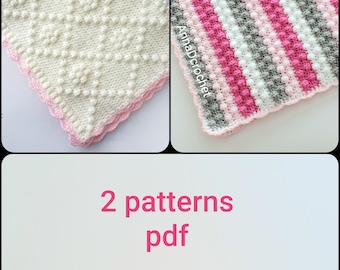 Crochet baby blanket pattern. 2 pattern bundles.