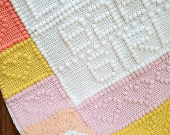 Crochet baby blanket pattern for baby girl.