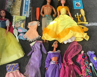 Vintage Disney princess dolls lot accessories clothes