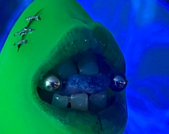 HARDBOILED YOLKMOUTH Electric (Glows) Frankenlippy Egg Silicone squishy Egg. Hyperrealistic Duck Feet stand not included in this listing