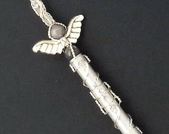 Mini Fairy Wand, Handmade, Wire Wrapped, Magic Wand Made With Clear Quartz, Labradorite, Moonstone