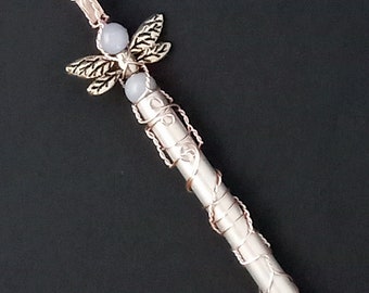 Mini Fairy Wand, Handmade, Wire Wrapped, Magic Wand Made With Clear Quartz, Angelite, Fluorite