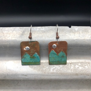 Copper earrings - Recycled Jewelry - Handmade copper Jewelry - patina jewelry - patina earrings - layered earrings - Dangling earrings
