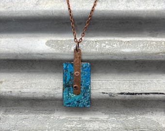 Copper necklace - Recycled Jewelry - Handmade copper Jewelry - patina jewelry - patina necklace - copper pendant - made in Montana