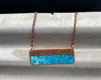 Copper necklace - Recycled Jewelry - Handmade copper Jewelry - patina jewelry - patina necklace - copper pendant - folded copper necklace