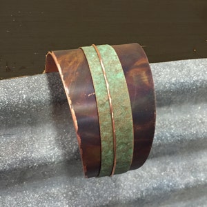 Copper Cuff Bracelet - Recycled Jewelry  - Handmade copper Jewelry - Patina jewelry - Riveted Jewelry - offset cuff - recycled bracelet