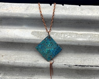 Copper necklace - Recycled Jewelry - Handmade copper Jewelry - patina jewelry - patina necklace - copper pendant - necklace with wires