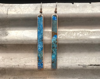 Copper earrings 7cm - Recycled Jewelry - Handmade copper Jewelry - patina jewelry - unique earrings - simple jewelry - Dangling earrings