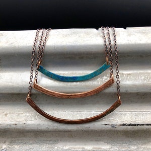 Copper necklace - Recycled Jewelry - Handmade copper Jewelry - patina jewelry - patina necklace - copper pendant - necklace with bead & wire
