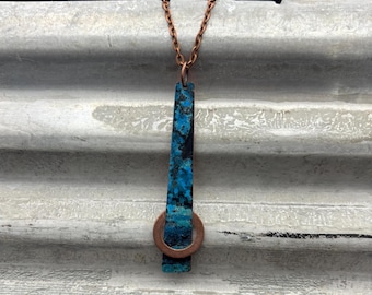 Copper necklace - Recycled Jewelry - Handmade copper Jewelry - patina jewelry - patina necklace - copper pendant - necklace with washer