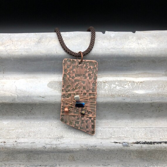 Blues of the Ocean Recycled Copper Necklace - Hand-Crafted Copper Jewelry