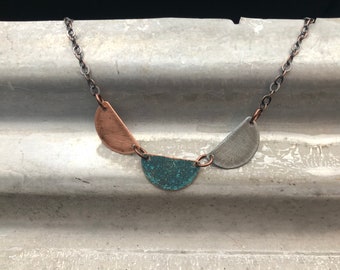 Copper necklace - Recycled Jewelry - Handmade copper Jewelry - patina jewelry - patina necklace - copper pendant - necklace with bead & wire