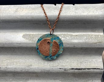 Copper necklace - Recycled Jewelry - Handmade copper Jewelry - patina jewelry - patina necklace - copper pendant - made in Montana