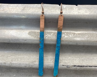Copper earrings - Recycled Jewelry - Handmade copper Jewelry - patina jewelry - patina earrings - simple elegant - Dangling earrings - 2tone