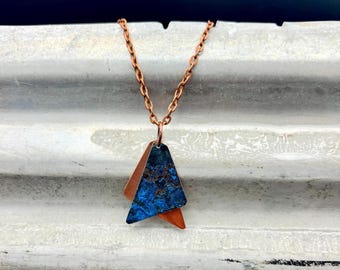 Copper necklace - Recycled Jewelry - Handmade copper Jewelry - patina jewelry - patina necklace - copper pendant - necklace with disc