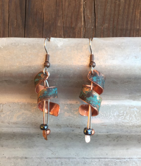 Copper earrings etsy best sale
