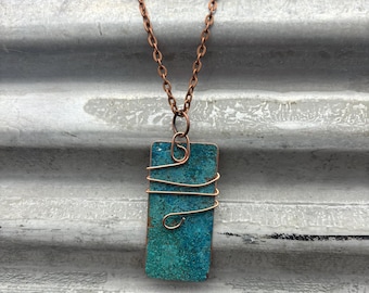 Copper necklace - Recycled Jewelry - Handmade copper Jewelry - patina jewelry - patina necklace - tree  pendant - riveted necklace