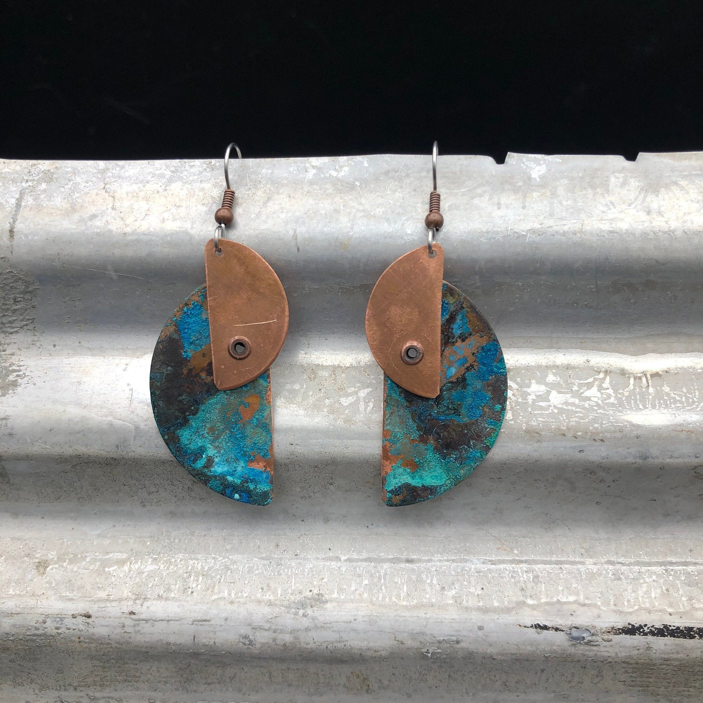 Handmade copper earrings deals