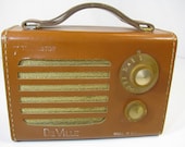 DeVille USA Leather Bound 7 Transistor Radio with handle
