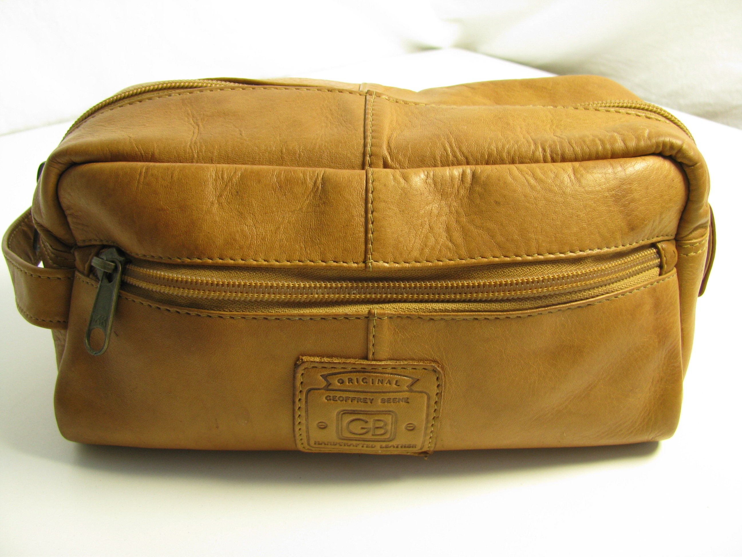 Handcrafted Leather Geoffrey Beene Men s Travel Toiletry Bag Etsy