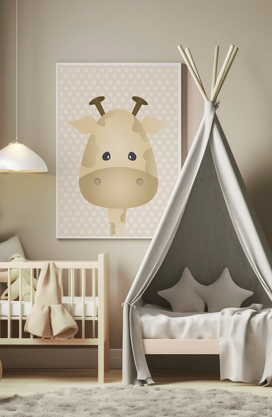 Baby Giraffe Nursery Wall Art. Neutral Nursery Print. Baby Wall Art