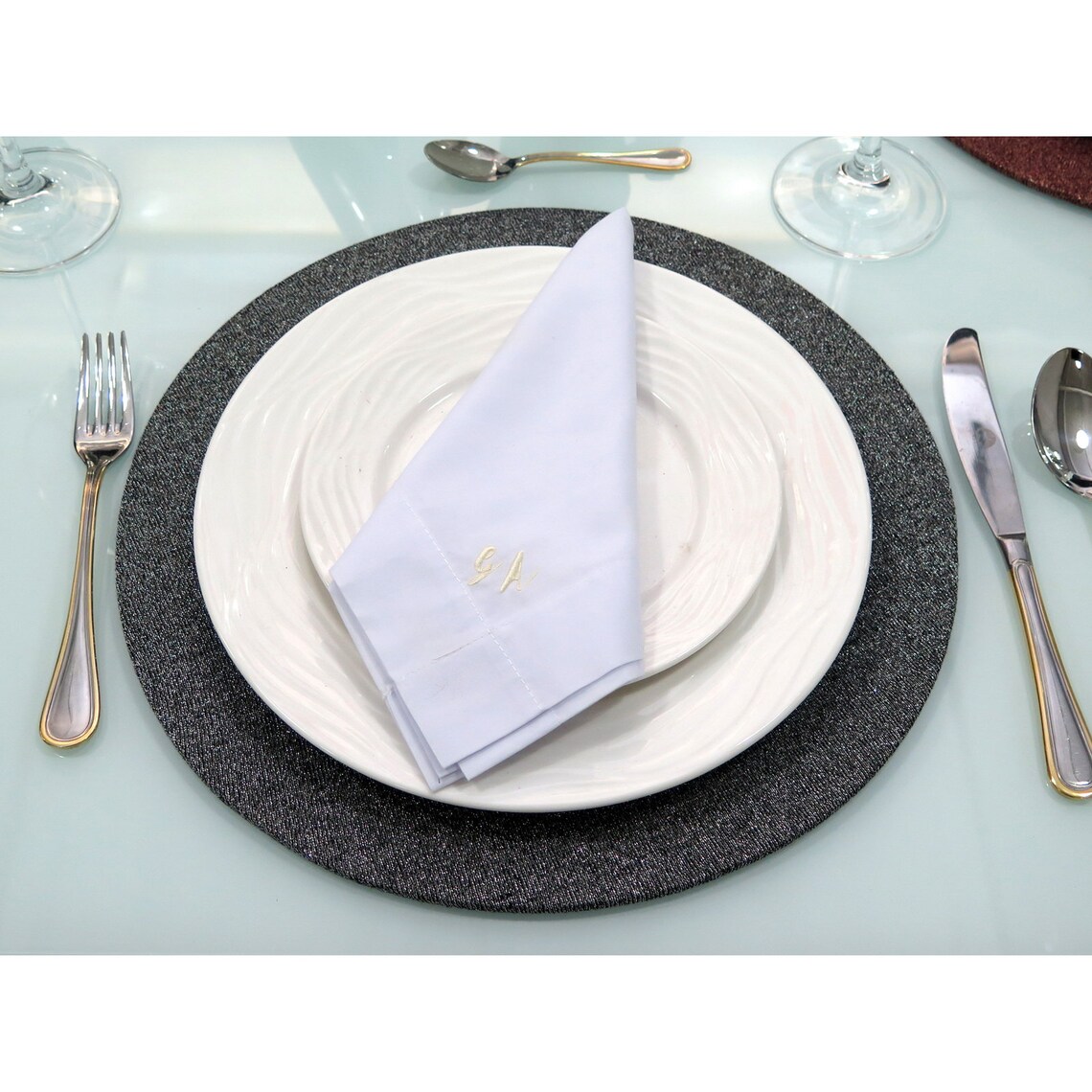 Luxury Grey Placemat set Place Setting 4 Placemats Etsy