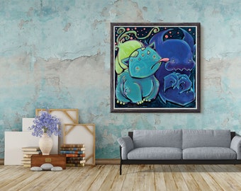 Bulbasaur i Haunter - autorstwa Kaitlin Flury - reprodukcja wydruków artystycznych