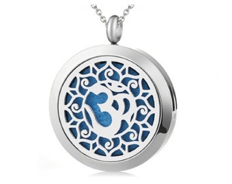 Mandala Om Essential Oil Diffuser Locket Stainless Steel