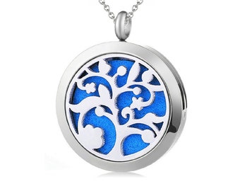 Tree of Life Essential Oil Diffuse Stainless Steel Pendant 25mm