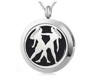 Gemini Sign Aromatherapy Locket Stainless Steel