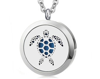 Turtle Essential Oil Diffuser Necklace Stainless Steel Aromatherapy