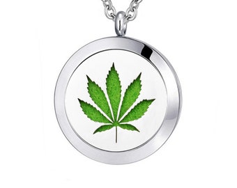 Stainless Steel Pot Leaf Marijuana Aromatherapy Pendant Diffuser