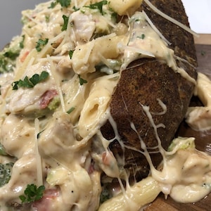 Chicken Penne Alfredo Loaded Potato Recipe