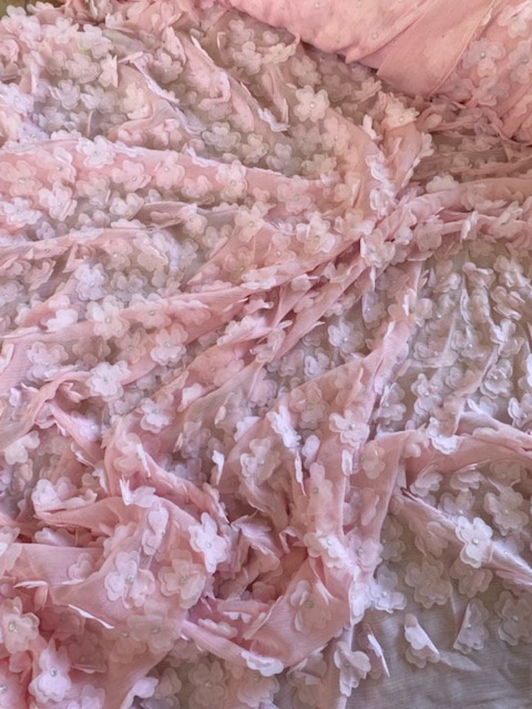 3D Floral Embroidery Crinkle Chiffon - Etsy