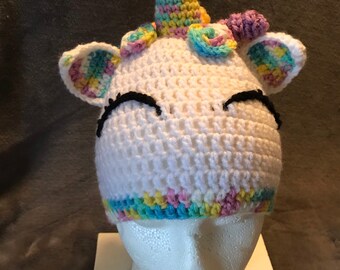 crocheted unicorn hat