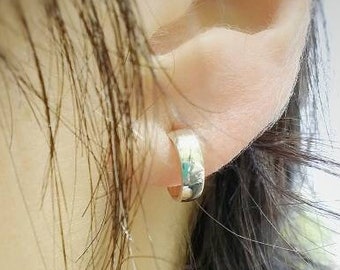 Handmade sterling silver huggie earrings, tiny silver hoops, gift for her, gift for, minimalist hoop, small stud earrings, drobichaudjewelry