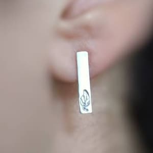Sterling silver stud earrings, small silver earrings, simple silver earrings, leaf themed jewelry, handmade silver studs,  drobichaudjewelry