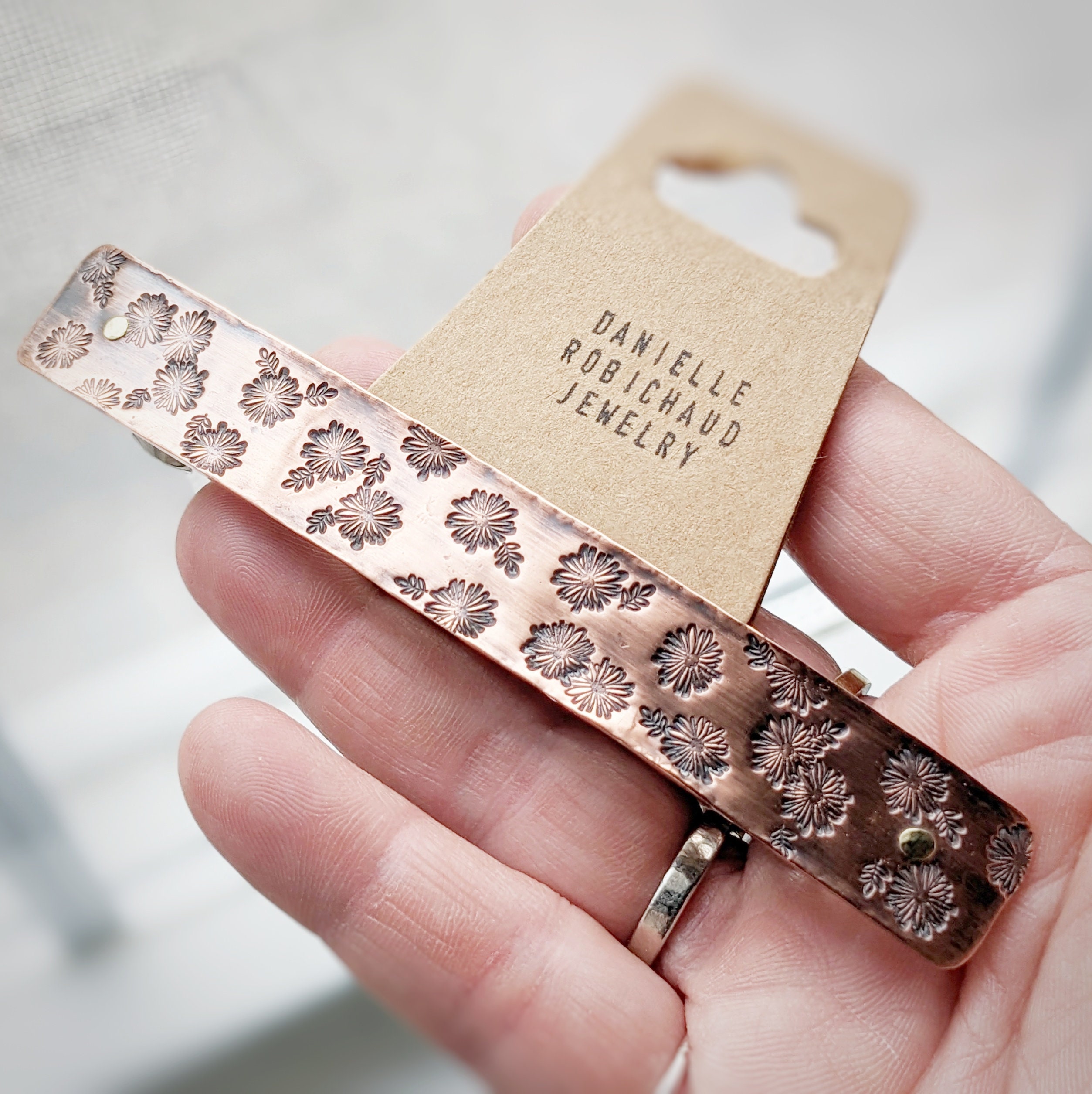 Handmade Hair Barrette w/repurposed Antique 1950’s Crystal in Copper Copper Hair Barrette - Etsy main image 2