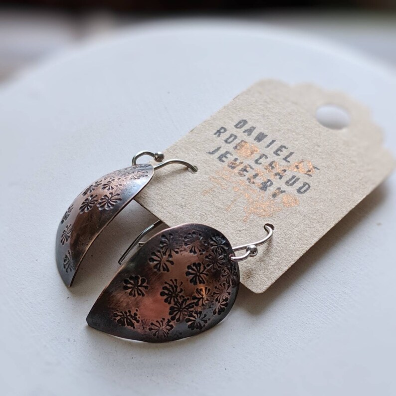 Chrysanthemum Earrings Handmade Copper Dangle Earrings Mixed Etsy