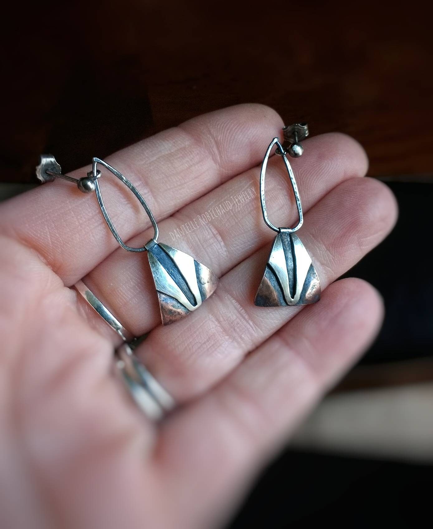 Handmade Art Deco Inspired Earrings Copper and Silver Dangle Etsy