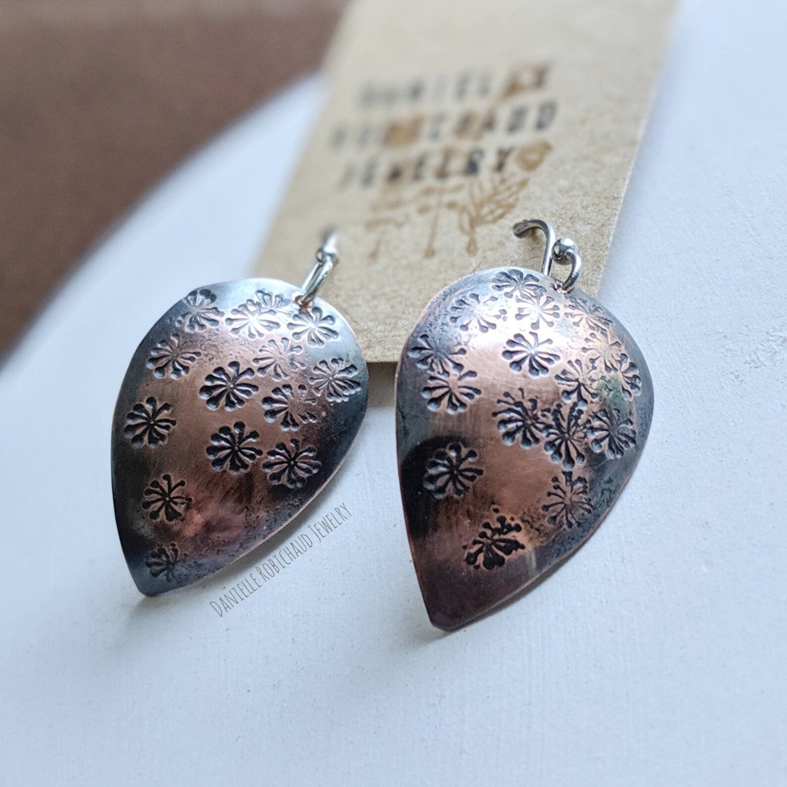 Chrysanthemum Earrings Handmade Copper Dangle Earrings Mixed Etsy