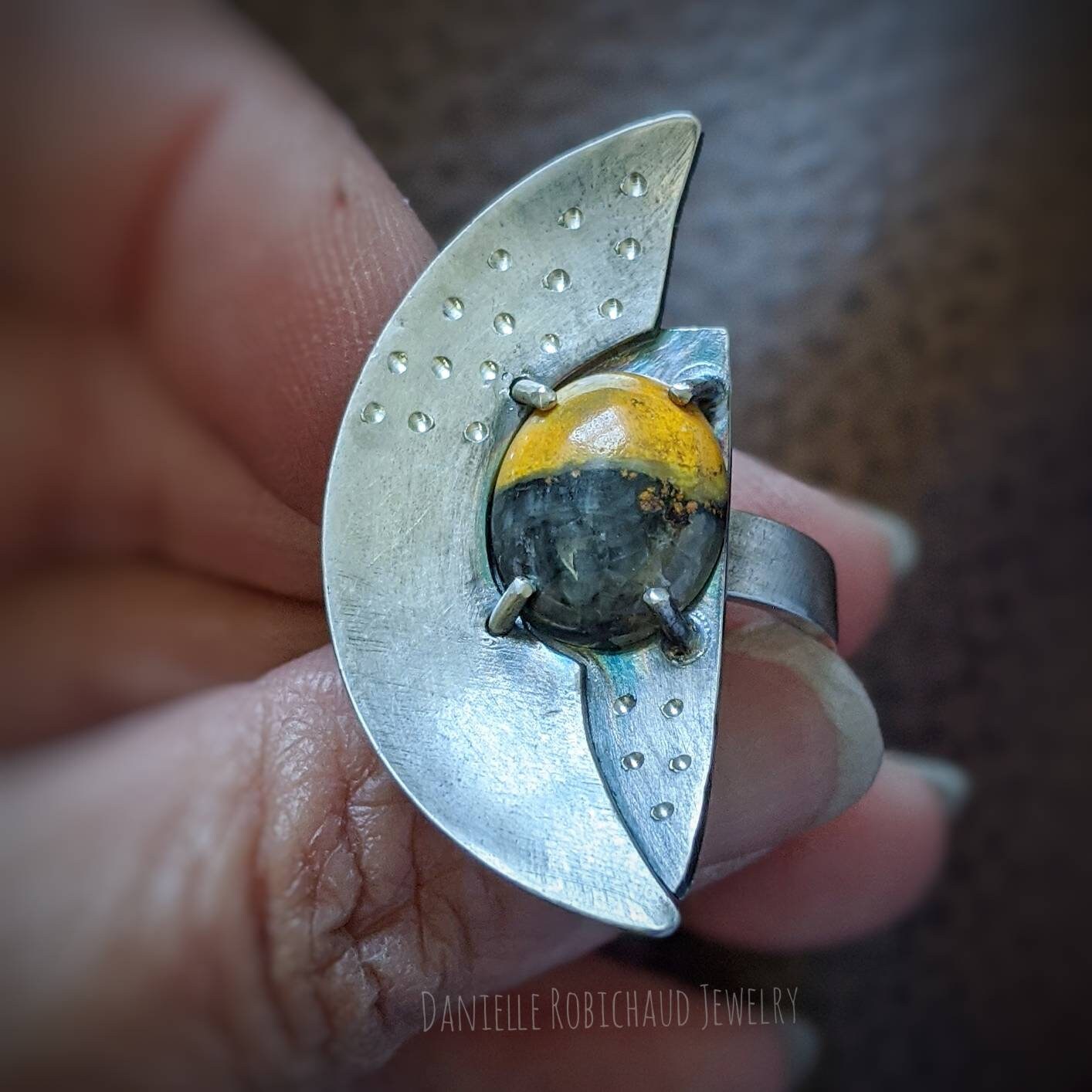 Bumblebee Jasper w/Turquoise Ring