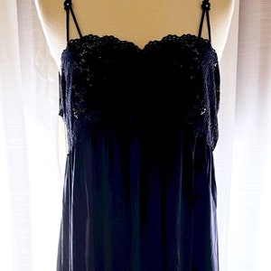 Vintage nightgown, Vanity Fair, navy blue, size large