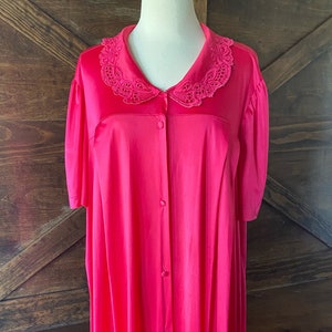 Vintage Vanity Fair robe, hot pink nightie, vintage lingerie, size XXL