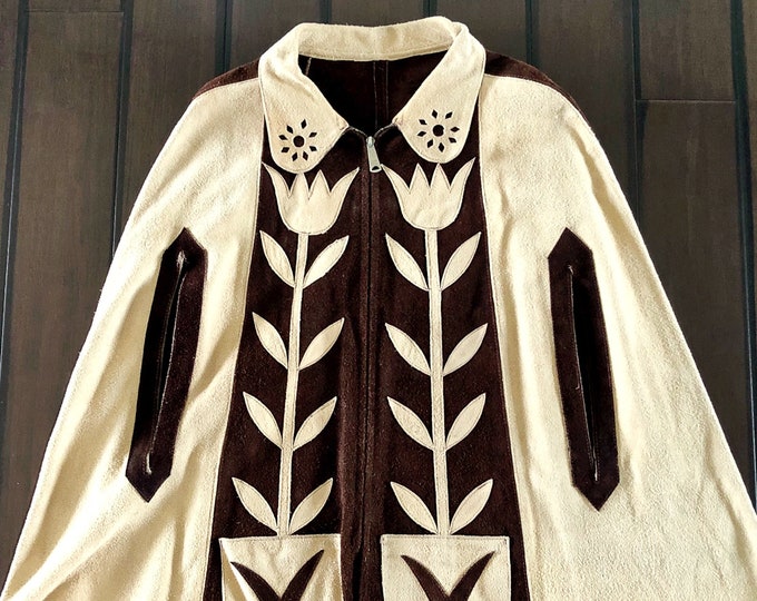 Vintage Suede Cape, 1960/70s Hippie, Boho, Brown and Tan Outerwear ...