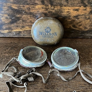 Antique Wilson Safety Goggles with Original Case: Steampunk Cosplay Glasses