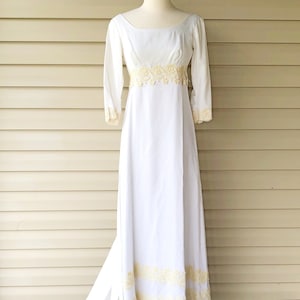1960&#39;s wedding dress, lace detail, removable train, mod wedding gown, vintage wedding dress
